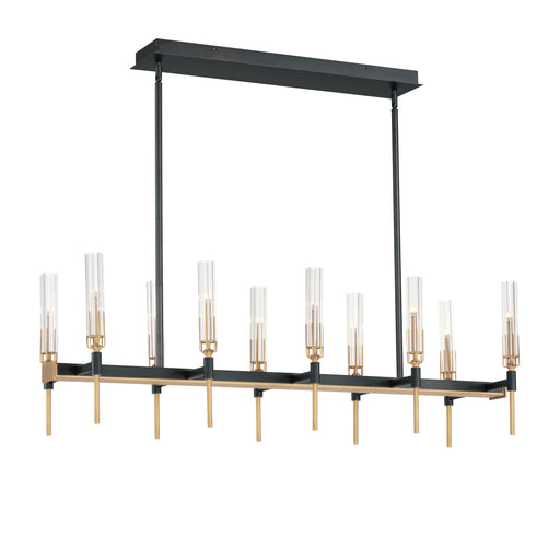 Maxim 16127CLBKAB Flambeau 10 Light Linear LED Chandelier | Black / Antique Brass