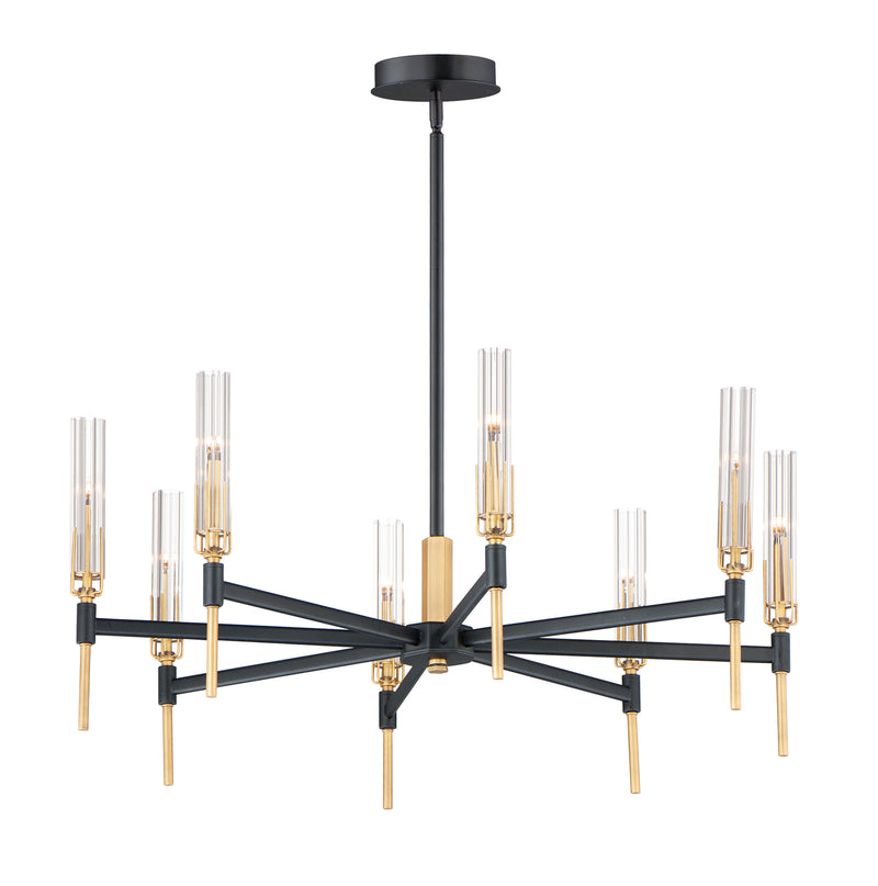 Maxim 16128CLBKAB Flambeau 8 Light LED Chandelier | Black / Antique Brass