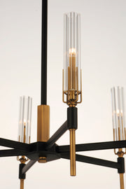 Maxim 16128CLBKAB Flambeau 8 Light LED Chandelier | Black / Antique Brass