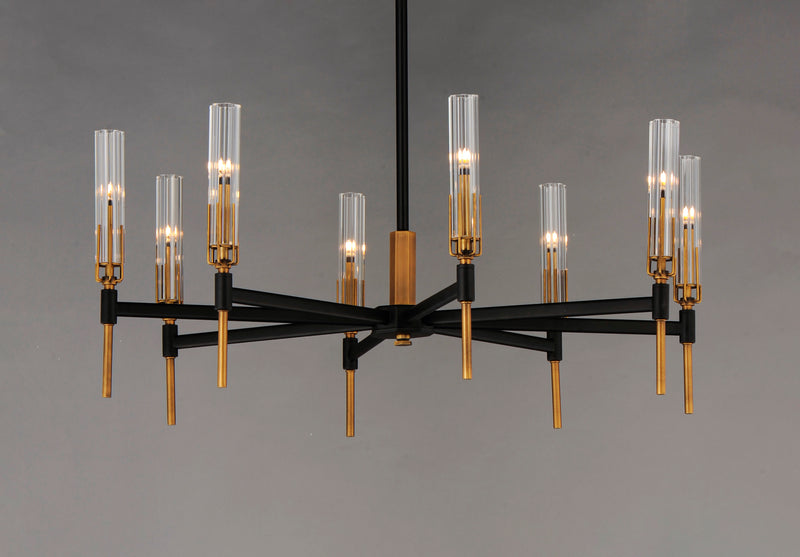 Maxim 16128CLBKAB Flambeau 8 Light LED Chandelier | Black / Antique Brass