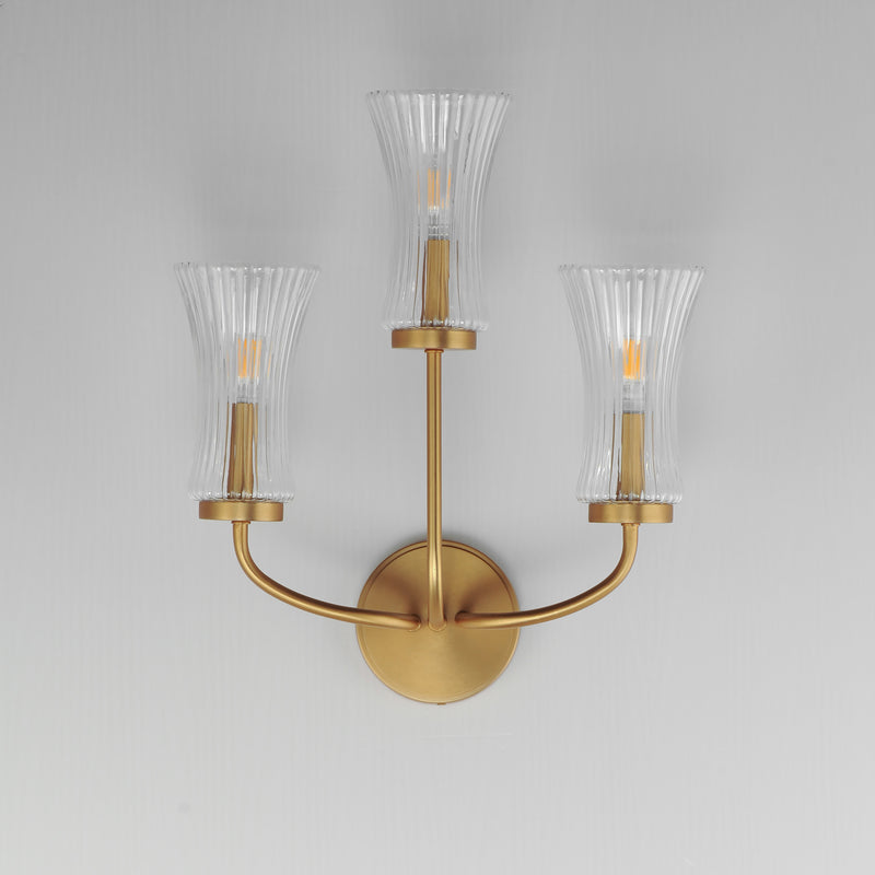 Maxim 16153CRNAB Camelot 3 Light Sconce | Natural Aged Brass