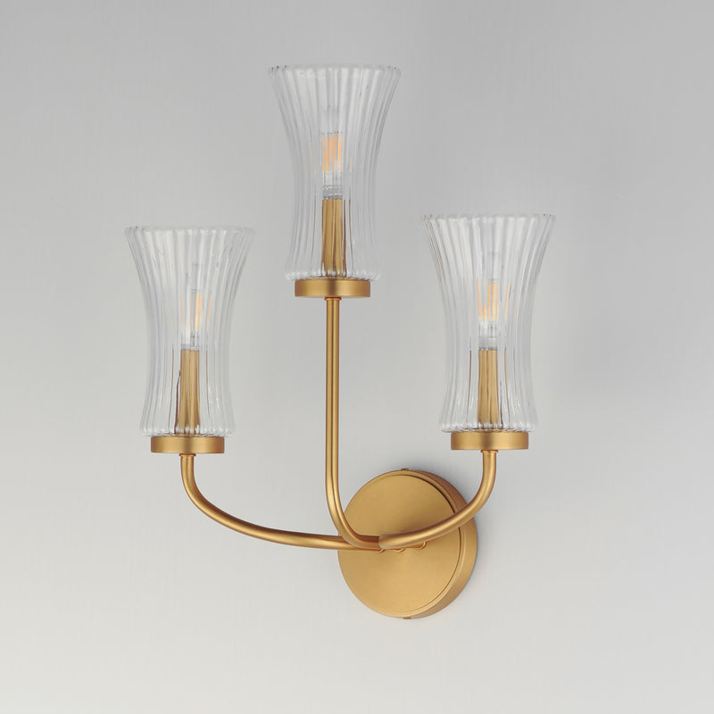 Maxim 16153CRNAB Camelot 3 Light Sconce | Natural Aged Brass