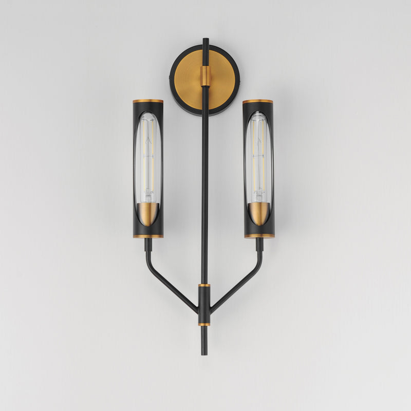 Maxim 16170CLBKAB Regent 2 Light Wall Sconce | Black / Antique Brass