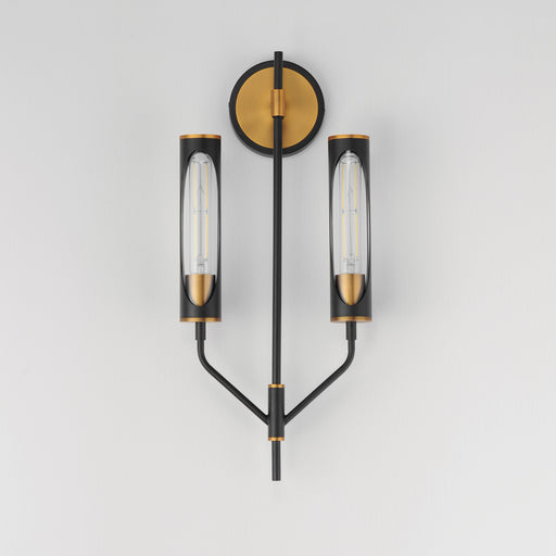 Maxim 16170CLBKAB Regent 2 Light Wall Sconce | Black / Antique Brass