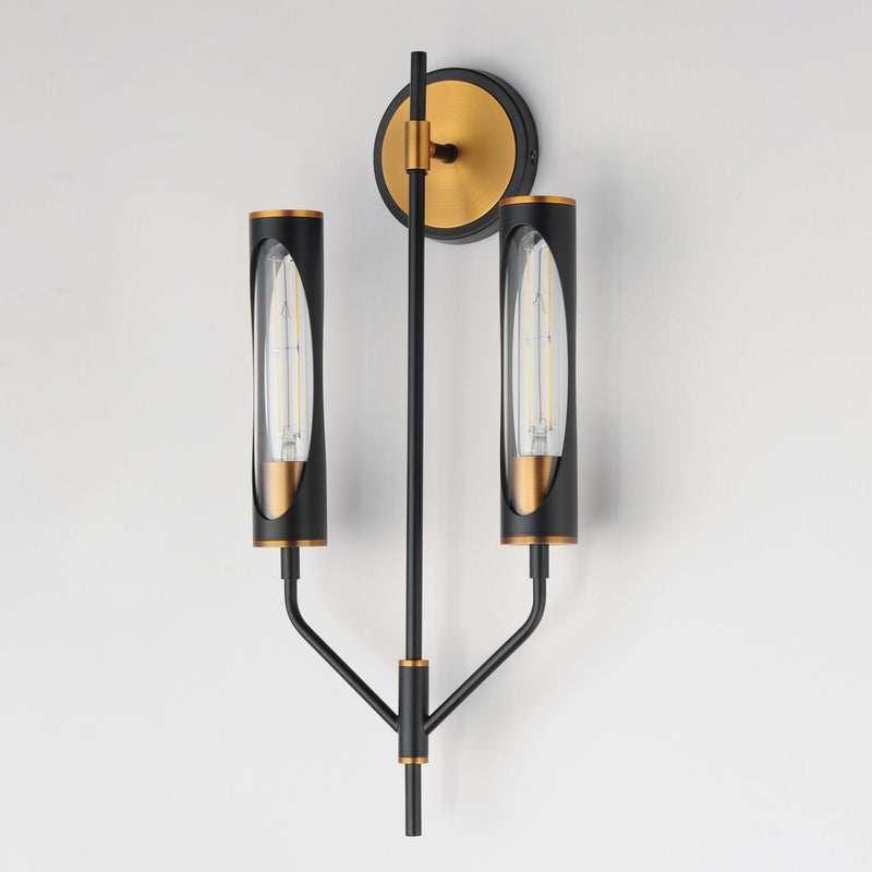 Maxim 16170CLBKAB Regent 2 Light Wall Sconce | Black / Antique Brass