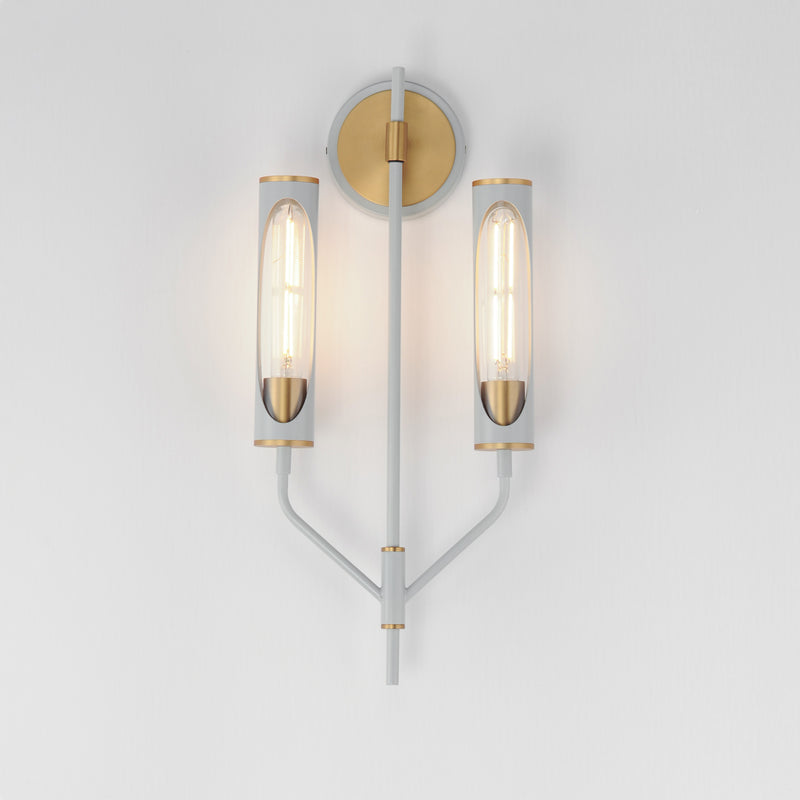 Maxim 16170CLLFGNAB Regent 2 Light Wall Sconce | Light French Gray / Natural Aged Brass