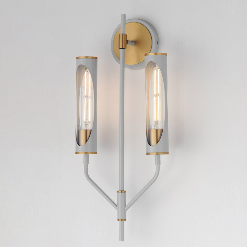 Maxim 16170CLLFGNAB Regent 2 Light Wall Sconce | Light French Gray / Natural Aged Brass