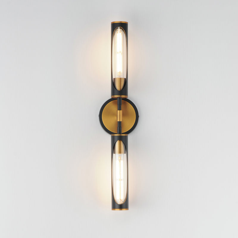 Maxim 16172CLBKAB Regent 2 Light Bath Vanity | Black / Antique Brass