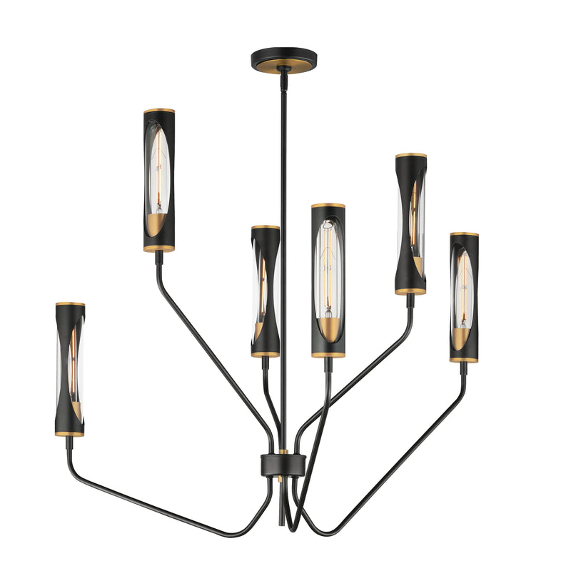 Maxim 16176CLBKAB Regent 6 Light Pendant | Black / Antique Brass