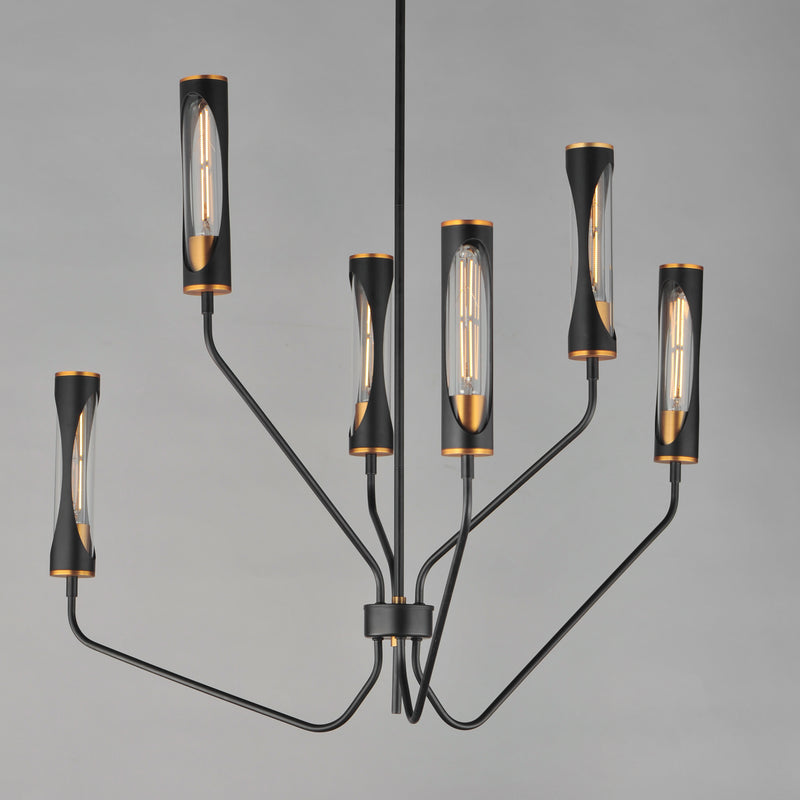 Maxim 16176CLBKAB Regent 6 Light Pendant | Black / Antique Brass
