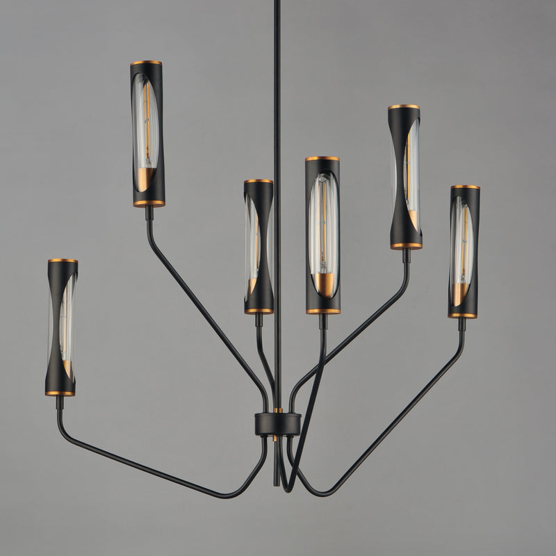 Maxim 16176CLBKAB Regent 6 Light Pendant | Black / Antique Brass