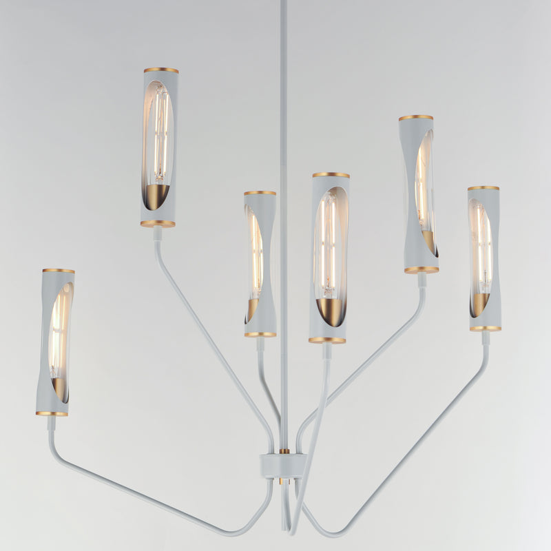 Maxim 16176CLLFGNAB Regent 6 Light Pendant | Light French Gray / Natural Aged Brass