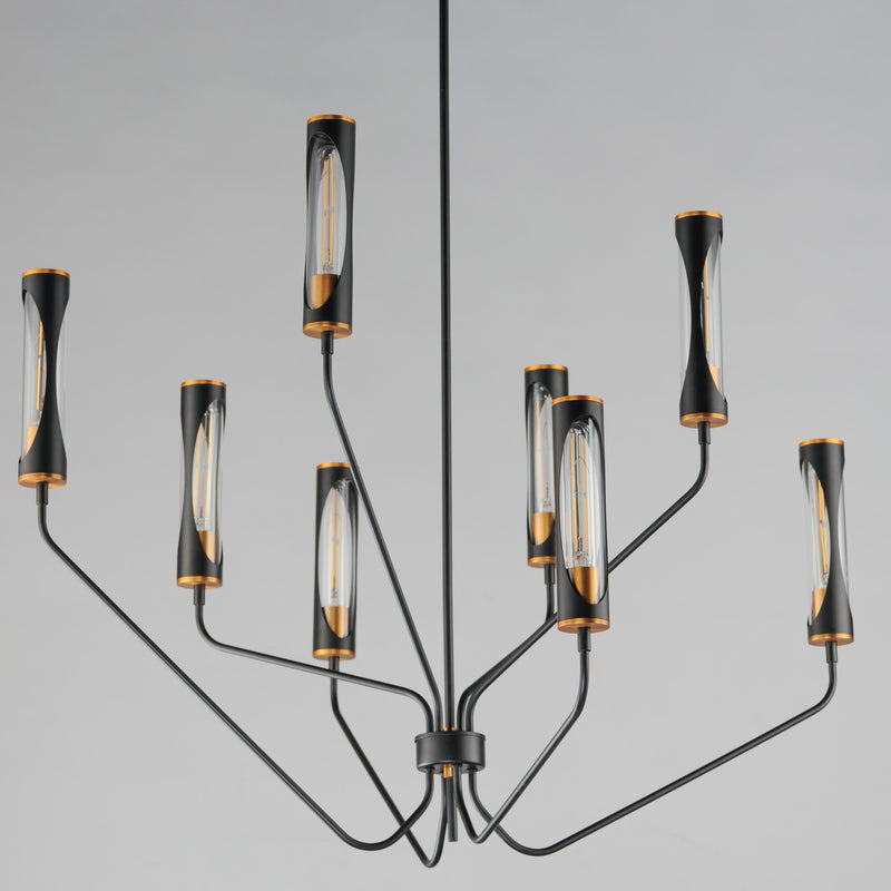 Maxim 16178CLBKAB Regent 8 Light Chandelier | Black / Antique Brass