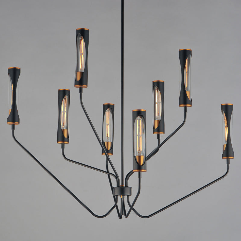 Maxim 16178CLBKAB Regent 8 Light Chandelier | Black / Antique Brass