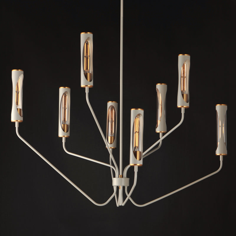 Maxim 16178CLLFGNAB Regent 8 Light Chandelier | Light French Gray / Natural Aged Brass