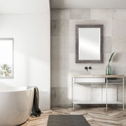 Struxe Silver Tones Mirror | Modern Rectangle Engineered Polymer Frame Bathroom Vanity Mirror Mounted Vertical or Horizontal (26 in. W x 36 in. H x 1 in. D)