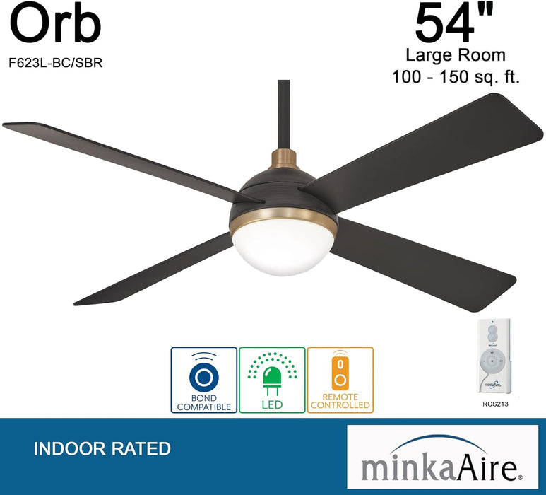 Minka Aire Orb 54 in. LED Indoor Brushed Carbon Ceiling Fan and Remote Control