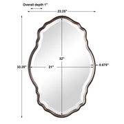 Lunava Antique Silver Champagne Mirror | Modern Oval Engineered Wood Frame Bathroom Vanity Mirror Mounted Vertical or Horizontal (22 in. W x 33 in. H x 1 in. D)