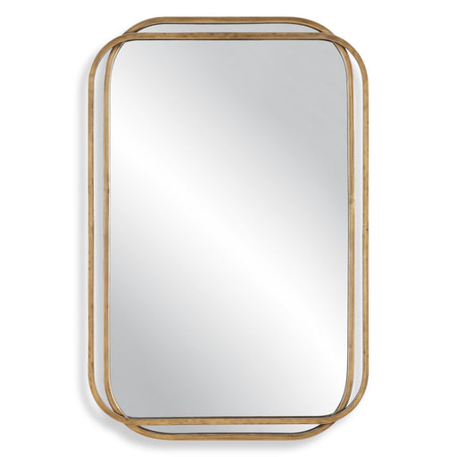 Domora Brushed Gold with Silver Highlights Mirror | Modern Rectangle Iron Frame Bathroom Vanity Mirror with Rounded Corners Mounted Vertical or Horizontal (24 in. W x 36 in. H x 1 in. D)