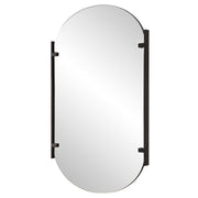 Capsina Satin Black Mirror | Modern Oval Iron Frame Bathroom Vanity Mirror Mounted Vertical or Horizontal (23 in. W x 38 in. H x 1 in. D)