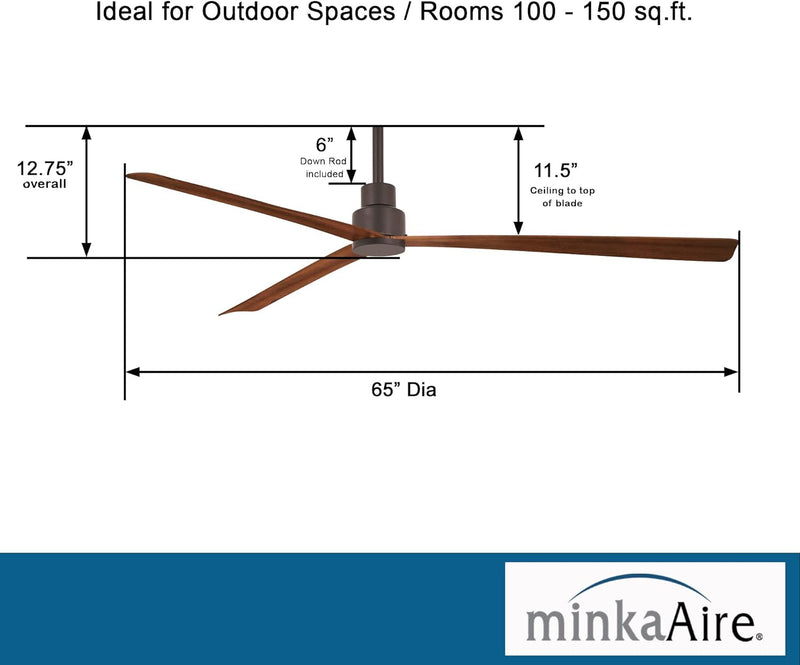 Minka Aire Simple 65" Outdoor Oil Rubbed Bronze Ceiling Fan with Remote Control