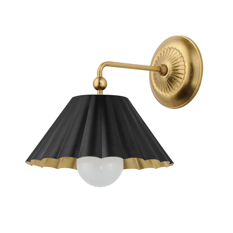 Maxim 18051BKGL Primrose 1 Light Wall Sconce | Black / Gold Leaf