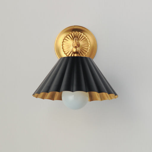 Maxim 18051BKGL Primrose 1 Light Wall Sconce | Black / Gold Leaf