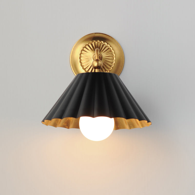 Maxim 18051BKGL Primrose 1 Light Wall Sconce | Black / Gold Leaf