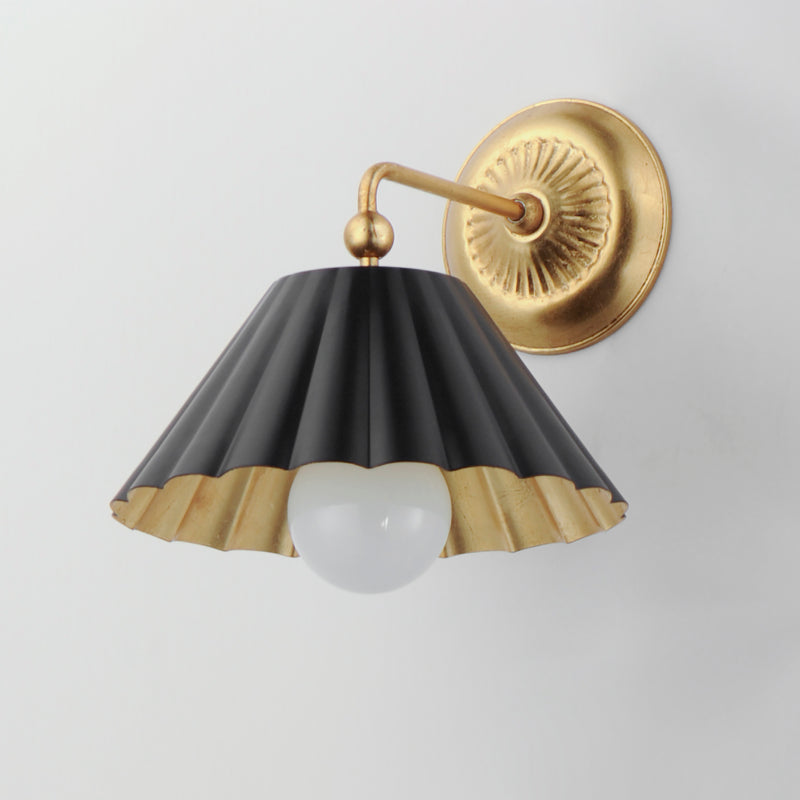 Maxim 18051BKGL Primrose 1 Light Wall Sconce | Black / Gold Leaf