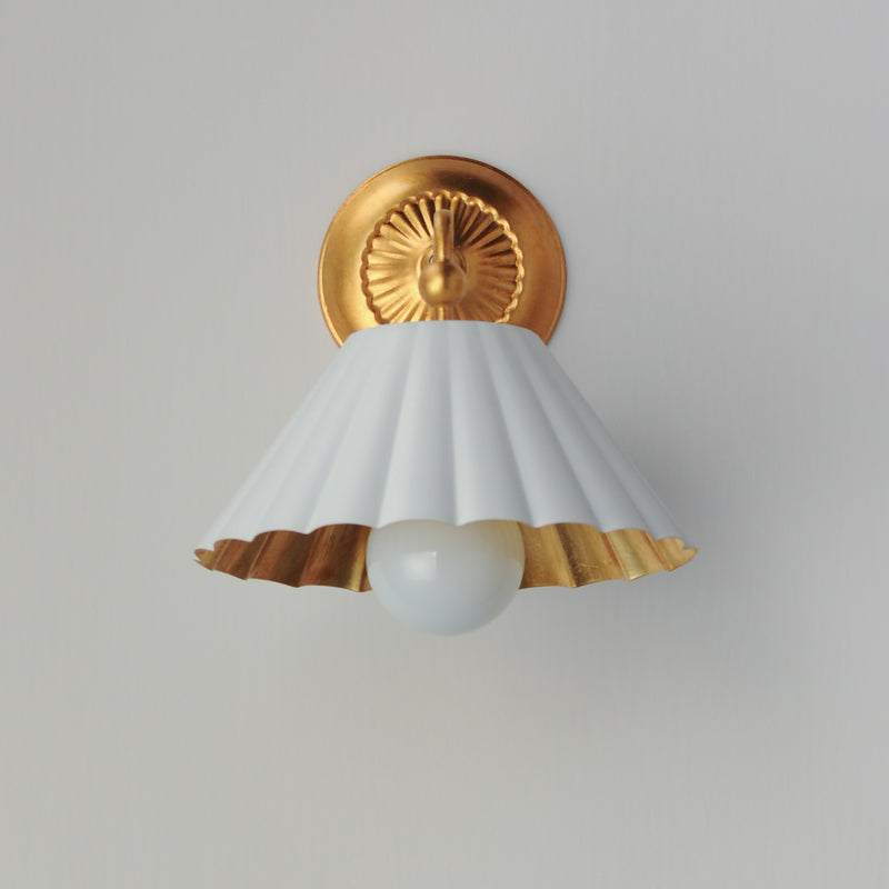 Maxim 18051MWGL Primrose 1 Light Wall Sconce | Matte White / Gold Leaf