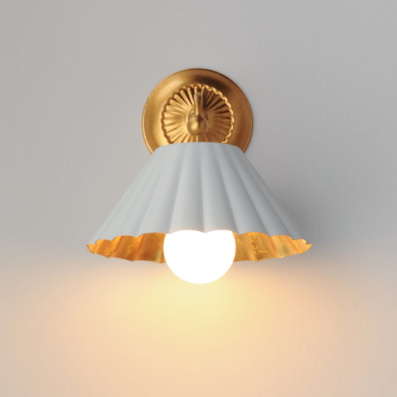 Maxim 18051MWGL Primrose 1 Light Wall Sconce | Matte White / Gold Leaf