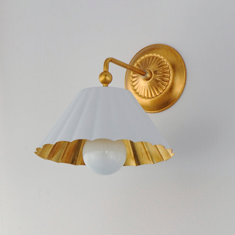 Maxim 18051MWGL Primrose 1 Light Wall Sconce | Matte White / Gold Leaf
