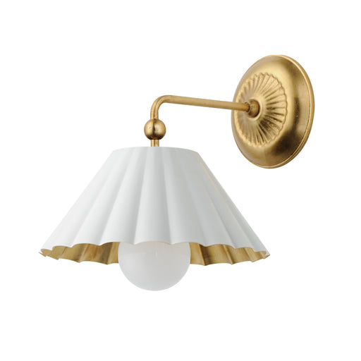 Maxim 18051MWGL Primrose 1 Light Wall Sconce | Matte White / Gold Leaf