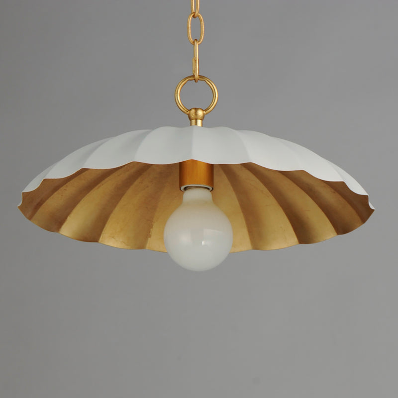 Maxim 18055MWGL Primrose 1 Light Pendant | Matte White / Gold Leaf