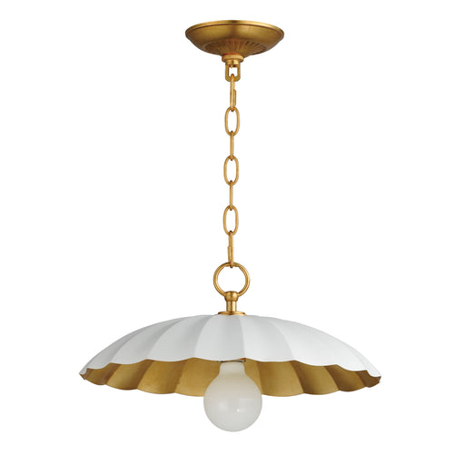 Maxim 18055MWGL Primrose 1 Light Pendant | Matte White / Gold Leaf