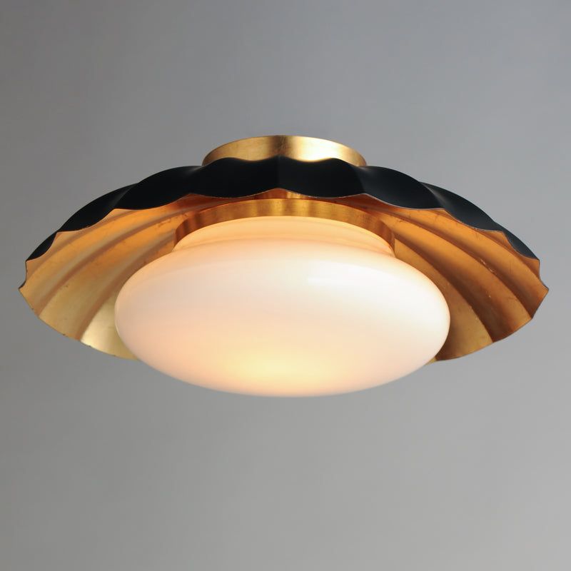Maxim 18059BKGL Primrose 1 Light Flush Mount | Black / Gold Leaf