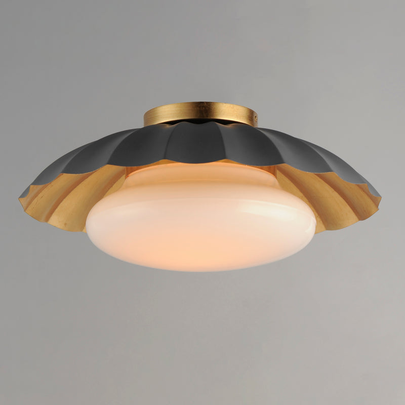 Maxim 18059DGGL Primrose 1 Light Flush Mount | Dark Grey / Gold Leaf
