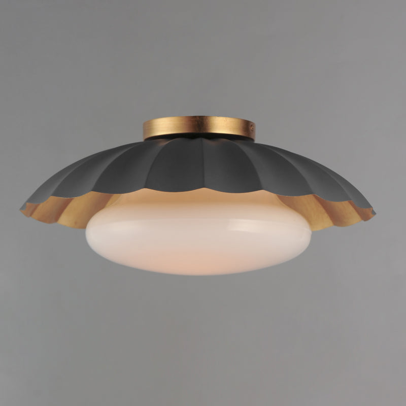 Maxim 18059DGGL Primrose 1 Light Flush Mount | Dark Grey / Gold Leaf