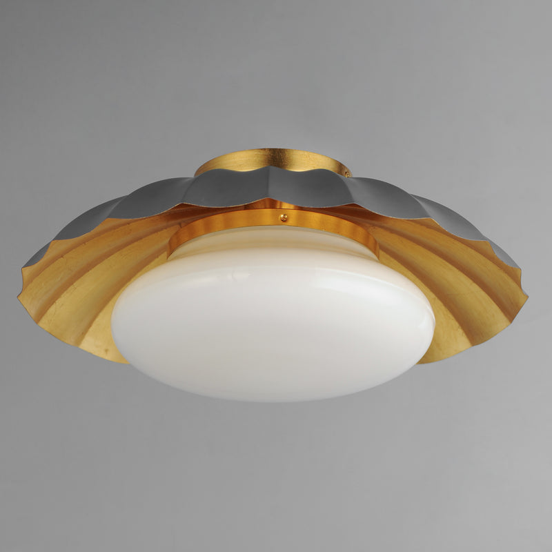 Maxim 18059DGGL Primrose 1 Light Flush Mount | Dark Grey / Gold Leaf