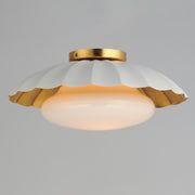 Maxim 18059MWGL Primrose 1 Light Flush Mount | Matte White / Gold Leaf
