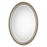 Gemi Metallic Silver Mirror | Modern Oval Polystyrene Frame Bathroom Vanity Mirror Mounted Vertical or Horizontal (22 in. W x 32 in. H x 1 in. D)