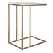 Morlan Accent Table | Antique Brass Metal Frame and White Marble Top (18 in. W x 23 in. H x 12 in. D)