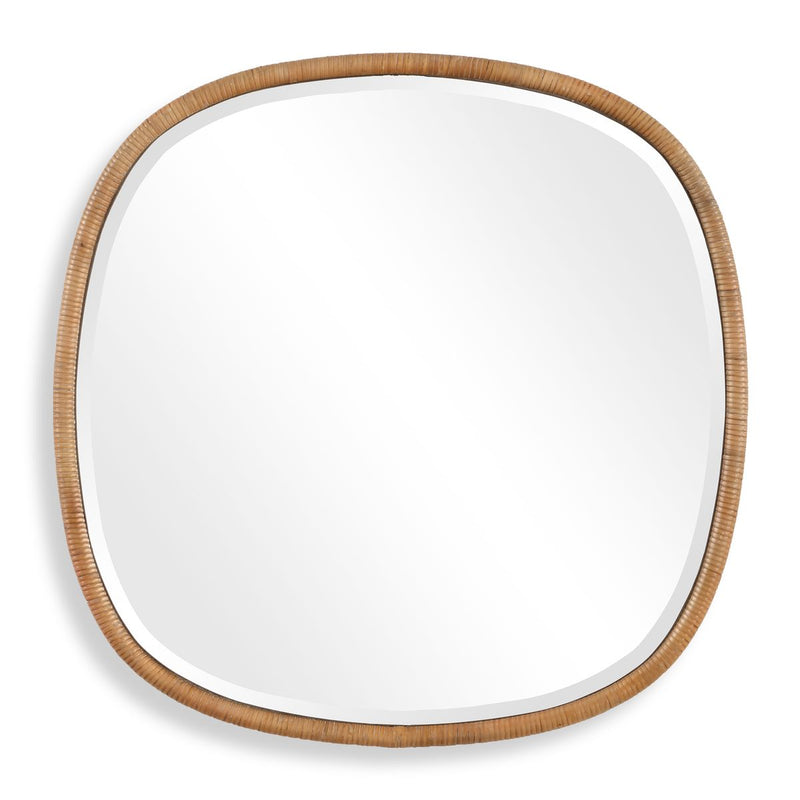 Seastran Coastal Mirror | Modern Round Natural Rattan Frame Mirror (34 in. W x 34 in. H x 2 in. D)