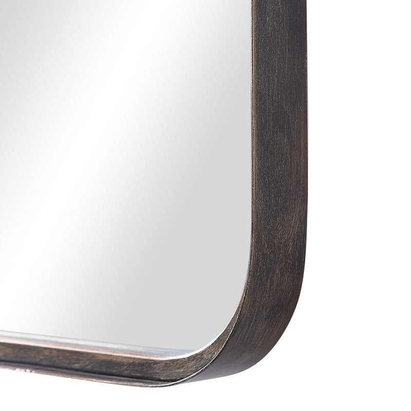 Nuvik Dark Bronze with Gold Highlights Mirror | Modern Rectangle Iron Frame Bathroom Vanity Mirror with Rounded Corners Mounted Vertical or Horizontal (24 in. W x 36 in. H x 1 in. D)