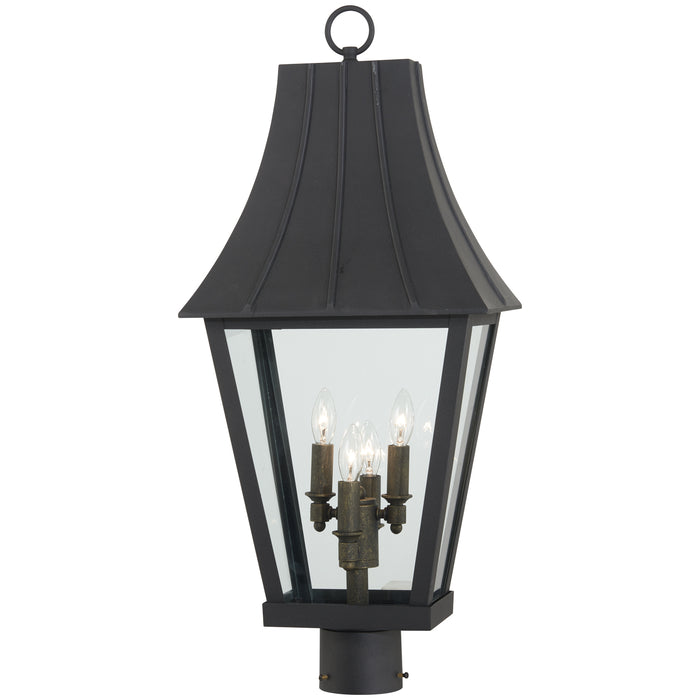 Minka Lavery Great Outdoors Chateau Grande 4 Light Outdoor Post Mount-Coal W/Gold