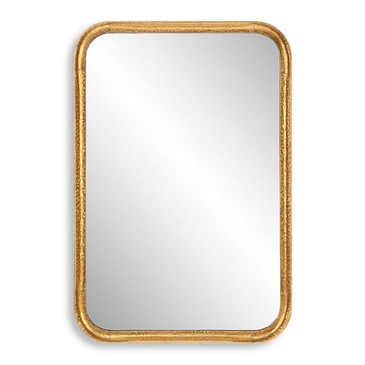 Solmira Gold Leaf Mirror | Modern Rectangle Iron Frame Bathroom Vanity Mirror with Rounded Corners Mounted Vertical or Horizontal (20 in. W x 30 in. H x 2 in. D)