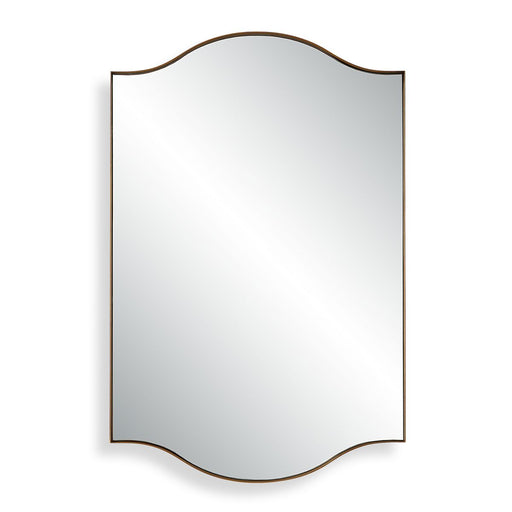 Cascaro Brushed Gold Mirror | Modern Arch Iron Frame Bathroom Vanity Mirror Mounted Vertical or Horizontal (22 in. W x 34 in. H x 2 in. D)