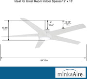 Minka Aire Skymaster 65" Flat White LED Ceiling Fan with Remote Control - ALCOVE LIGHTING