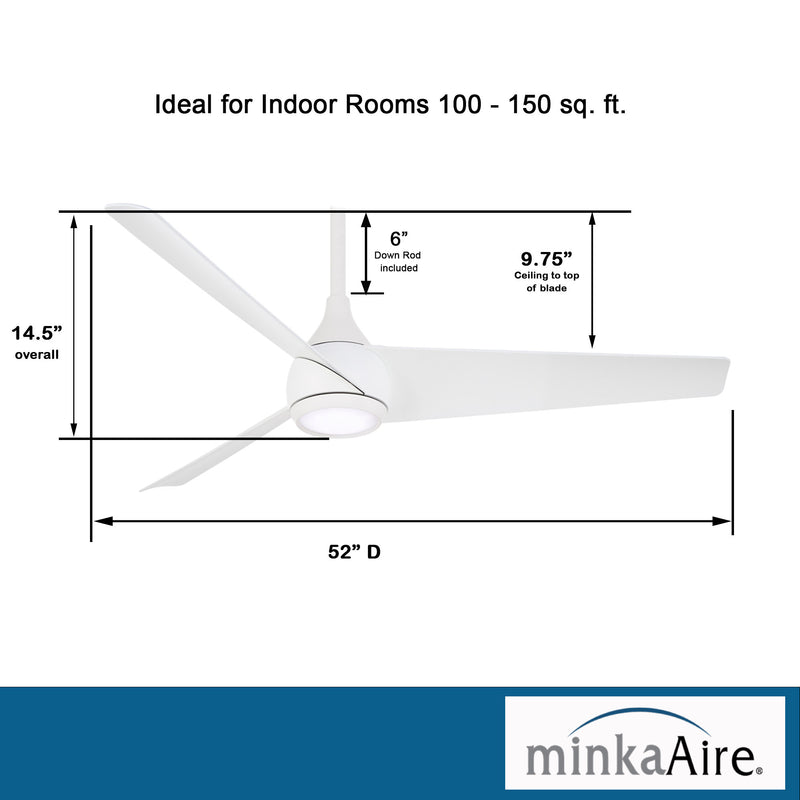 Minka Aire Twist F678L-WHF 52-Inch LED Ceiling Fan in Flat White with Remote