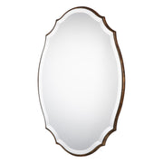 Domari Antique Bronze and Gold Mirror | Modern Oval Engineered Wood Frame Bathroom Vanity Mirror Mounted Vertical or Horizontal (20 in. W x 30 in. H x 1 in. D)